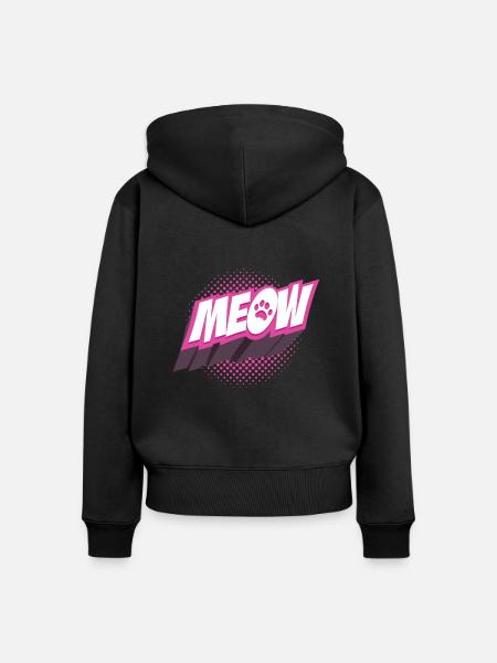 Katze Miau - Frauen Premium Bio Zip Hoodie - Schwarz