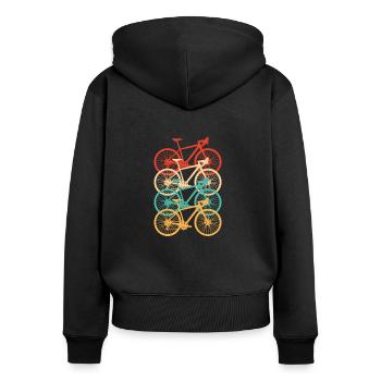 Rennrad - Frauen Premium Bio Zip Hoodie - Schwarz - Hinten - Julia (174cm)