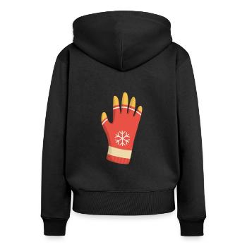 Handschuh Winter - Frauen Premium Bio Zip Hoodie - Schwarz - Hinten - Julia (174cm)