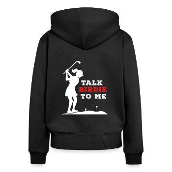 Talk birdie to me - Frauen Premium Bio Zip Hoodie - Schwarz - Hinten - Julia (174cm)
