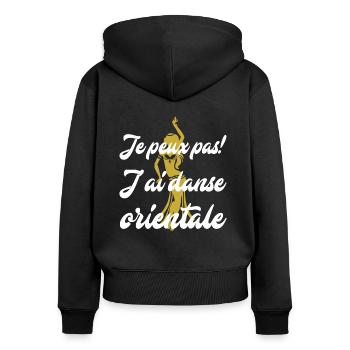 je peux pas j'ai DANSE ORIENTALE - Sweat à capuche zippé Premium bio Femme - noir - Dos - Julia (174cm)