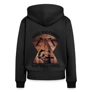 Carpenter, carpenter, carpenter, carpenter, craftsman, wood - Women's Premium Organic Zip Hoodie - black - Back - Julia (174cm)