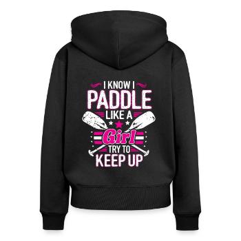 Faire du kayak Faire du kayak Faire du canoë - Sweat à capuche zippé Premium bio Femme - noir - Dos - Julia (174cm)