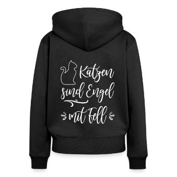 Katze Katzen Sind Engel Mit Fell Katzenliebhaber - Frauen Premium Bio Zip Hoodie - Schwarz - Hinten - Julia (174cm)