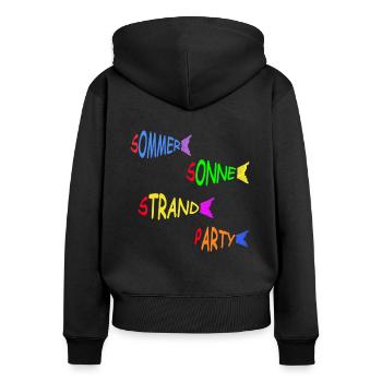 sommer sonne strand party fische - Frauen Premium Bio Zip Hoodie - Schwarz - Hinten - Julia (174cm)