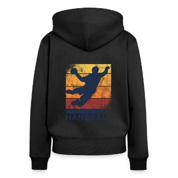 Handball Design für Handballspieler und Handballer - Frauen Premium Bio Zip Hoodie - Schwarz - Hinten - Julia (174cm)
