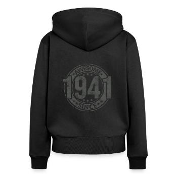 Génial depuis l’anniversaire rétro vintage 1941 - Sweat à capuche zippé Premium bio Femme - noir - Dos - Julia (174cm)