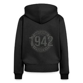 Awesome Since Vintage 1942 Retro Birthday - Women's Premium Organic Zip Hoodie - black - Back - Julia (174cm)