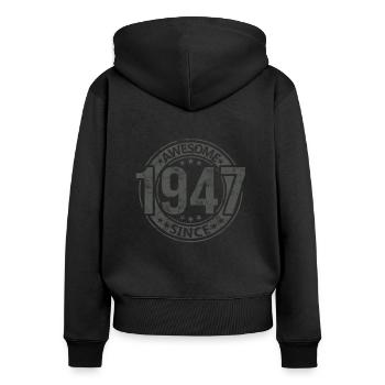 Awesome Since Jahrgang 1947 Retro Geburtstag - Frauen Premium Bio Zip Hoodie - Schwarz - Hinten - Julia (174cm)