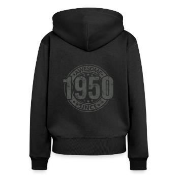Génial depuis l’anniversaire rétro vintage des années 1950 - Sweat à capuche zippé Premium bio Femme - noir - Dos - Julia (174cm)