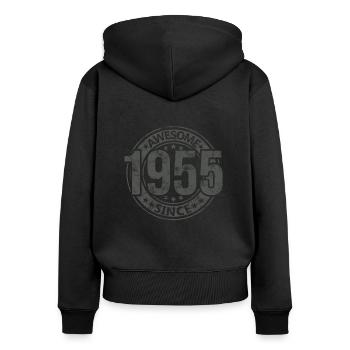 Génial depuis l’anniversaire rétro vintage 1955 - Sweat à capuche zippé Premium bio Femme - noir - Dos - Julia (174cm)