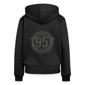 Génial depuis l’anniversaire rétro vintage 1957 - Sweat à capuche zippé Premium bio Femme - noir - Dos - Julia (174cm)