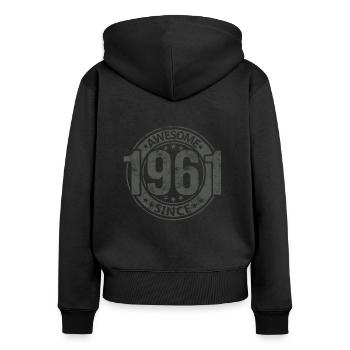 Génial depuis l’anniversaire rétro vintage 1961 - Sweat à capuche zippé Premium bio Femme - noir - Dos - Julia (174cm)
