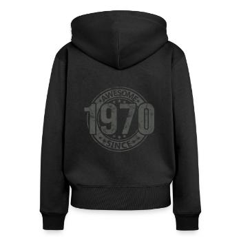 Génial depuis l’anniversaire rétro vintage des années 1970 - Sweat à capuche zippé Premium bio Femme - noir - Dos - Julia (174cm)