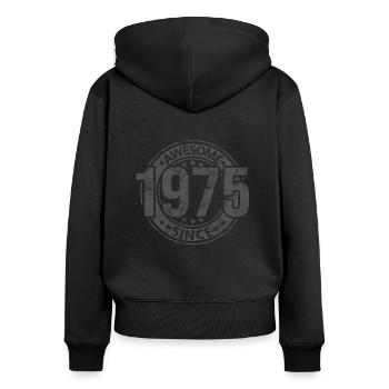 Génial depuis l’anniversaire rétro vintage 1975 - Sweat à capuche zippé Premium bio Femme - noir - Dos - Julia (174cm)