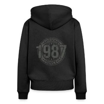 Awesome Since Jahrgang 1987 Retro Geburtstag - Frauen Premium Bio Zip Hoodie - Schwarz - Hinten - Julia (174cm)