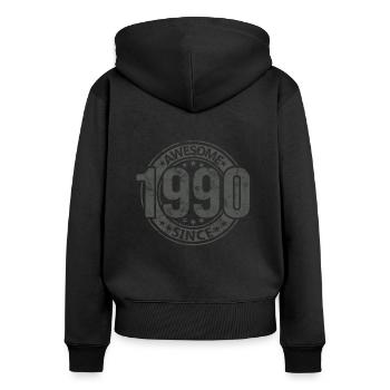Awesome Since Jahrgang 1990 Retro Geburtstag - Frauen Premium Bio Zip Hoodie - Schwarz - Hinten - Julia (174cm)