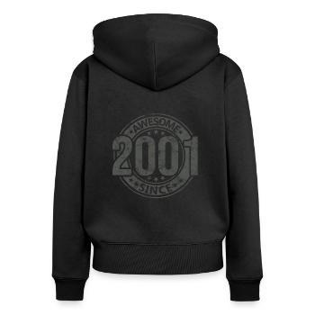 Génial depuis l’anniversaire rétro vintage 2001 - Sweat à capuche zippé Premium bio Femme - noir - Dos - Julia (174cm)