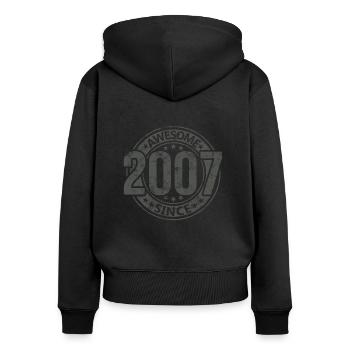Génial depuis l’anniversaire rétro vintage 2007 - Sweat à capuche zippé Premium bio Femme - noir - Dos - Julia (174cm)