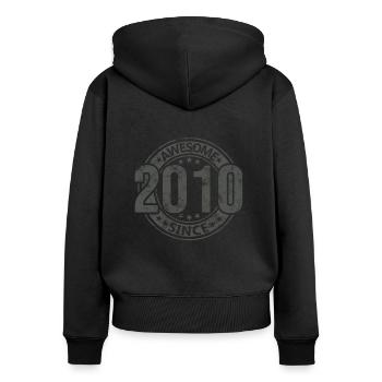 Awesome Since Vintage 2010 Retro Birthday - Women's Premium Organic Zip Hoodie - black - Back - Julia (174cm)