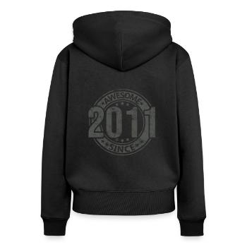 Génial depuis l’anniversaire rétro vintage 2011 - Sweat à capuche zippé Premium bio Femme - noir - Dos - Julia (174cm)