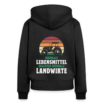 Landwirtschaft Regionale Lebensmitte Landwirte - Frauen Premium Bio Zip Hoodie - Schwarz - Hinten - Julia (174cm)
