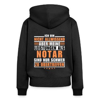 Unübertroffene Leistung als Notar - Frauen Premium Bio Zip Hoodie - Schwarz - Hinten - Julia (174cm)