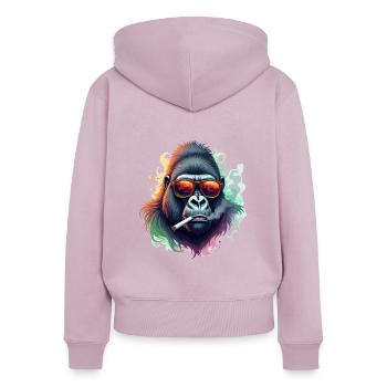 Gorilla mit Sonnenbrille Tier Motiv Kunst Hasen - Frauen Premium Bio Zip Hoodie - Altrosa - Hinten - Julia (174cm)