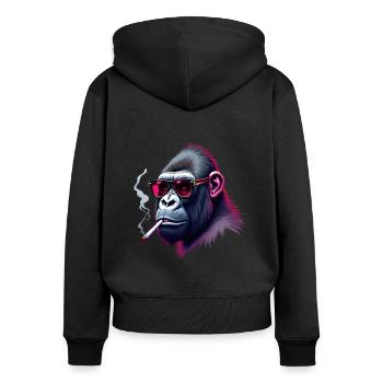 Gorille avec des lunettes de soleil gorille fumant des animaux - Sweat à capuche zippé Premium bio Femme - noir - Dos - Julia (174cm)