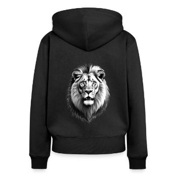 Löwe Schwarz Weiß Outfit Tier Motiv Kunst Löwen - Frauen Premium Bio Zip Hoodie - Schwarz - Hinten - Julia (174cm)