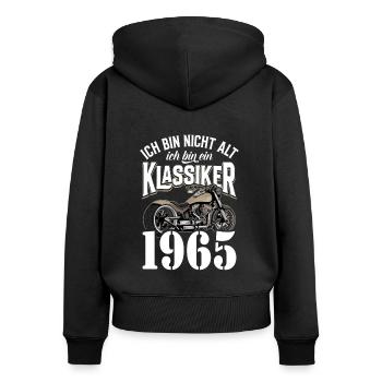 60. Geburtstag 1965 Motorrad Motorradfahrer - Frauen Premium Bio Zip Hoodie - Schwarz - Hinten - Julia (174cm)