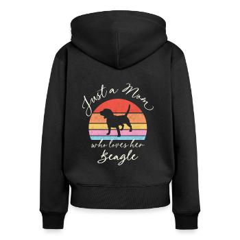 Just a Mom who loves her Beagle - retro sunset - Women's Premium Organic Zip Hoodie - black - Back - Julia (174cm)