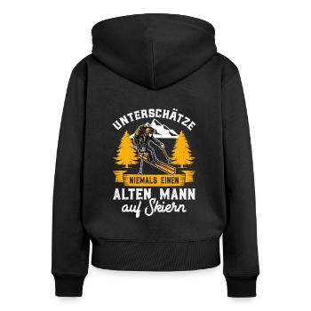 Skiurlaub - Frauen Premium Bio Zip Hoodie - Schwarz - Hinten - Julia (174cm)