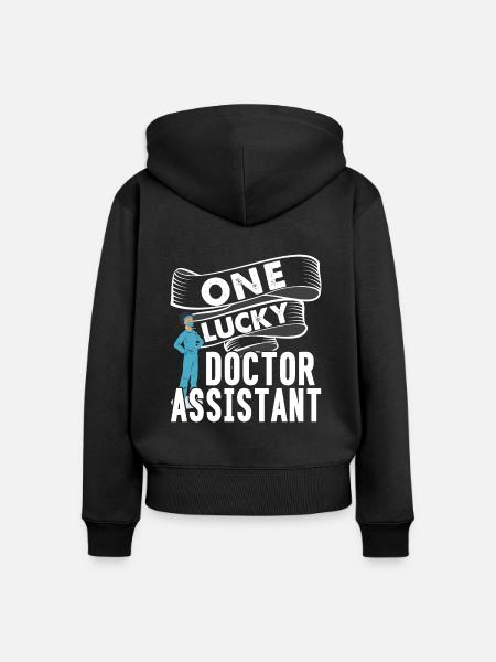 Arzthelferin - Frauen Premium Bio Zip Hoodie - Schwarz