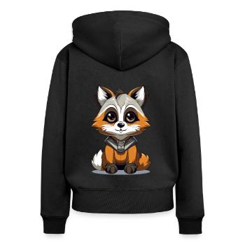 Süßer Waschbär Kawaii Tierliebhaber Geschenk - Frauen Premium Bio Zip Hoodie - Schwarz - Hinten - Julia (174cm)