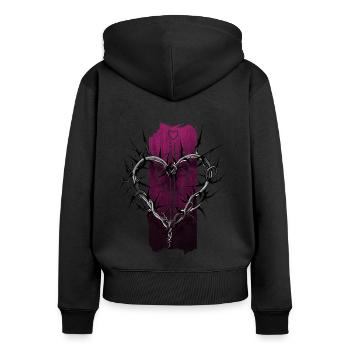 Canopée épineuse de l’amour : branches en forme de cœur - Sweat à capuche zippé Premium bio Femme - noir - Dos - Julia (174cm)