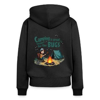 Camping ist großartig bis auf die nervigen Mücken! - Frauen Premium Bio Zip Hoodie - Schwarz - Hinten - Julia (174cm)