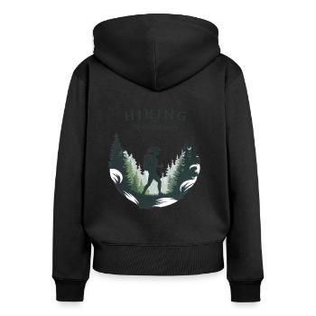 Hiking is My Therapy – Nature & Forest - Women's Premium Organic Zip Hoodie - black - Back - Julia (174cm)
