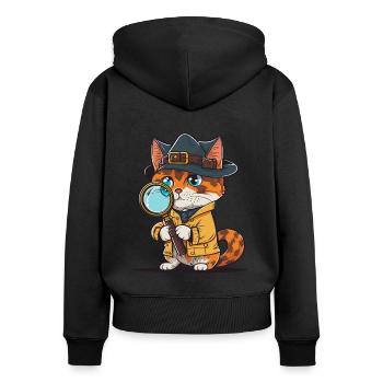 Feline Detective - Women's Premium Organic Zip Hoodie - black - Back - Julia (174cm)