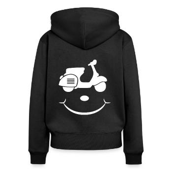 Roller Gesicht Smile - Frauen Premium Bio Zip Hoodie - Schwarz - Hinten - Julia (174cm)