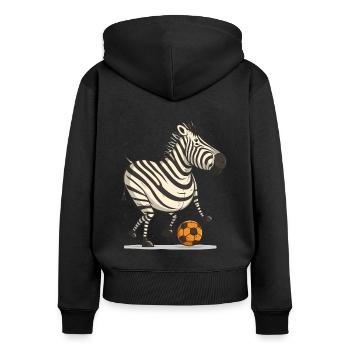 Zebra Soccer Star - Sweat à capuche zippé Premium bio Femme - noir - Dos - Julia (174cm)