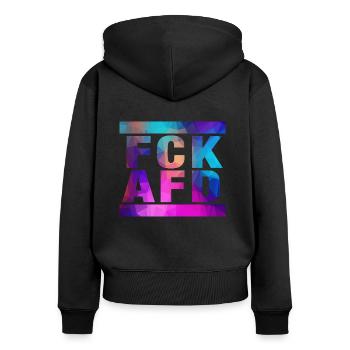 FCK AFD - Setting an example against the right, against Nazis - Women's Premium Organic Zip Hoodie - black - Back - Julia (174cm)