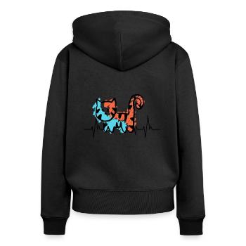 Katze Katzenfreund Haustier Katzengesicht Geschenk - Frauen Premium Bio Zip Hoodie - Schwarz - Hinten - Julia (174cm)