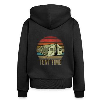 Military Tent Army Retro Sunset Vintage - Women's Premium Organic Zip Hoodie - black - Back - Julia (174cm)