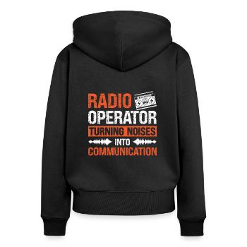 Radio Operator Turning Noises Communication - Frauen Premium Bio Zip Hoodie - Schwarz - Hinten - Julia (174cm)