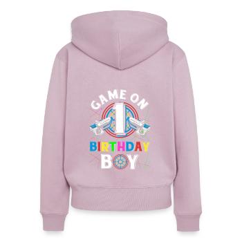Lasertag Game On 1 Birthday Boy Indoor Laser Tag - Frauen Premium Bio Zip Hoodie - Altrosa - Hinten - Julia (174cm)