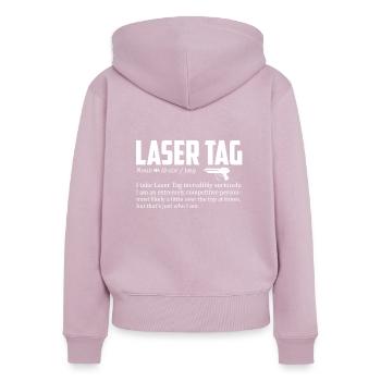 Laser Tag Definition - Frauen Premium Bio Zip Hoodie - Altrosa - Hinten - Julia (174cm)