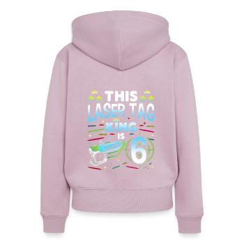 Lasertag King Is 6 Birthday Boy Indoor Laser Tag - Women's Premium Organic Zip Hoodie - dusky pink - Back - Julia (174cm)