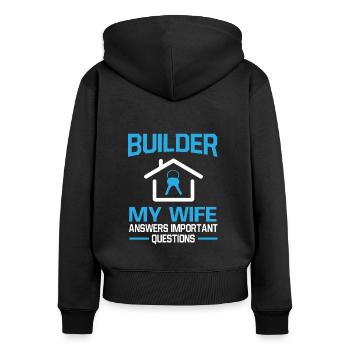 Maître d’ouvrage Chantier gros œuvre épouse - Sweat à capuche zippé Premium bio Femme - noir - Dos - Julia (174cm)