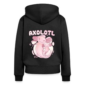 Axolotl Axolittle Mama Fille Sœurs Famille - Sweat à capuche zippé Premium bio Femme - noir - Dos - Julia (174cm)